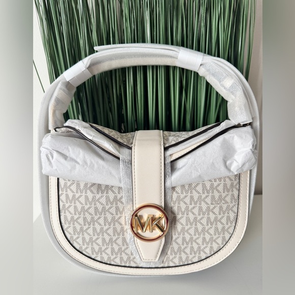 NWT MICHAEL Michael Kors Cream Signature Logo Hobo Crossbody - Picture 1 of 13